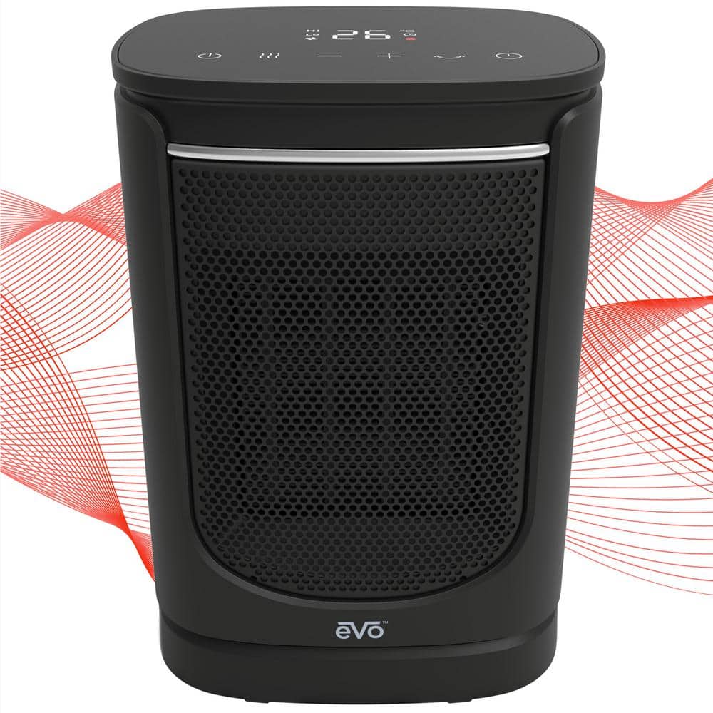 1500-Watt 11 in. Oscillating Ceramic Electric Heater with Digital Display, Tip Over Cutoff Switch in Black - Hercitys