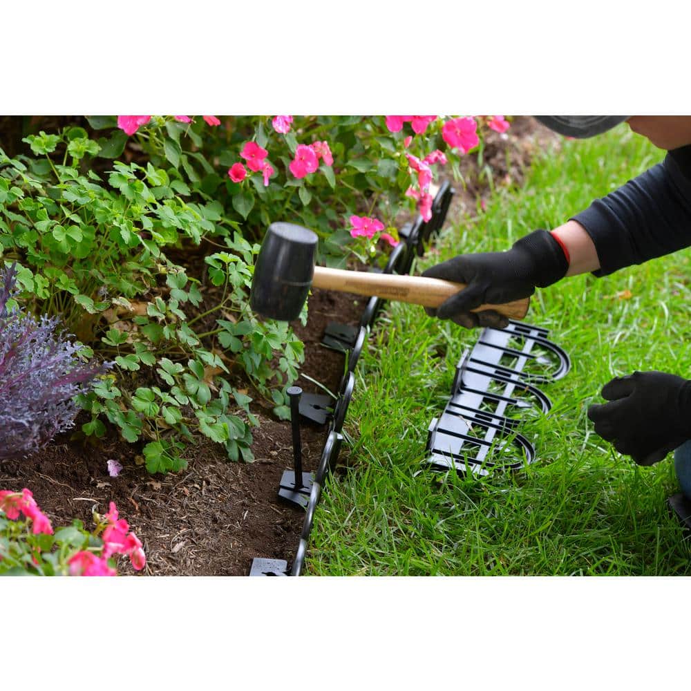 15 ft. x 4.5 in. Black Decorative Wrought Iron-Look No-Dig Plastic Landscape Edging Kit - Hercitys