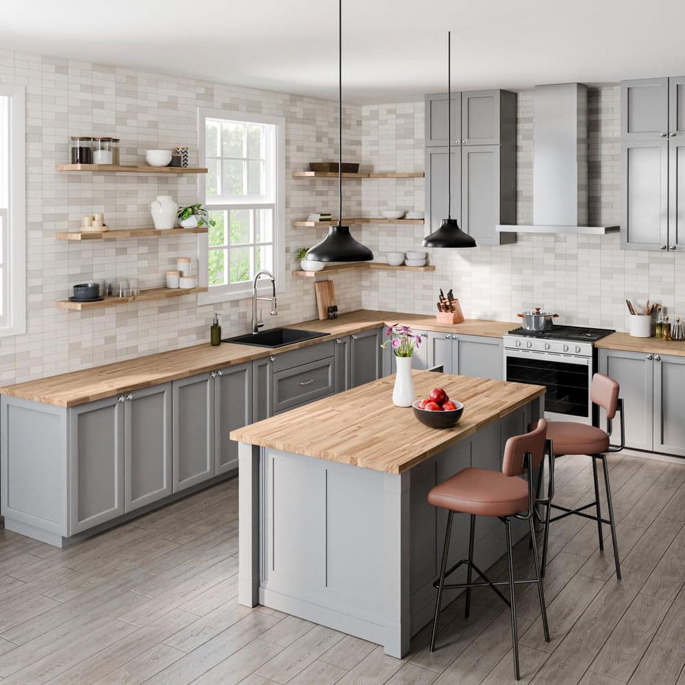 4 ft. L x 25 in. D Unfinished Acacia Solid Wood Butcher Block Countertop With Square Edge - Hercitys