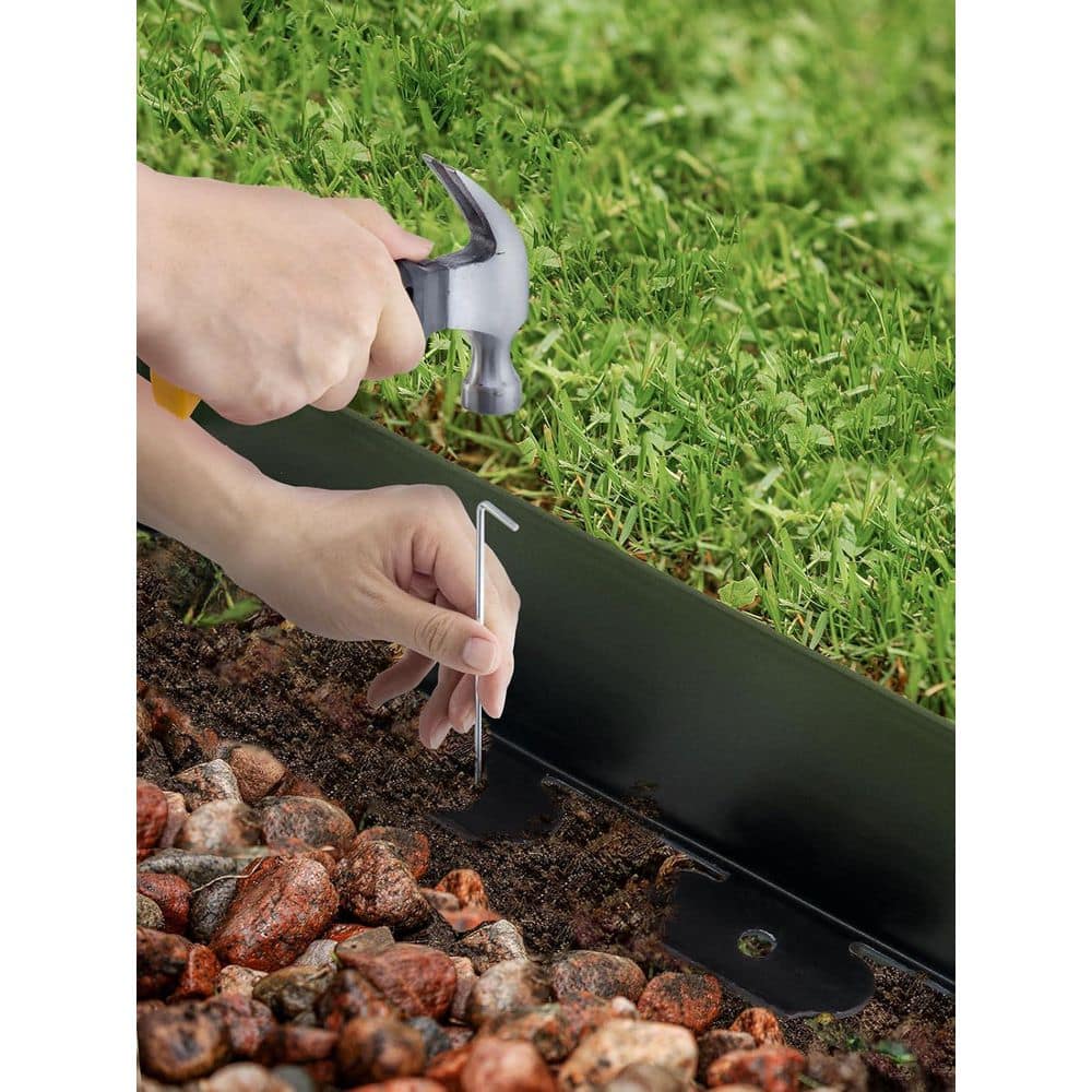 4 in Tall, 33 ft. Landscape Edging with Hammer and Staples, Black - Hercitys