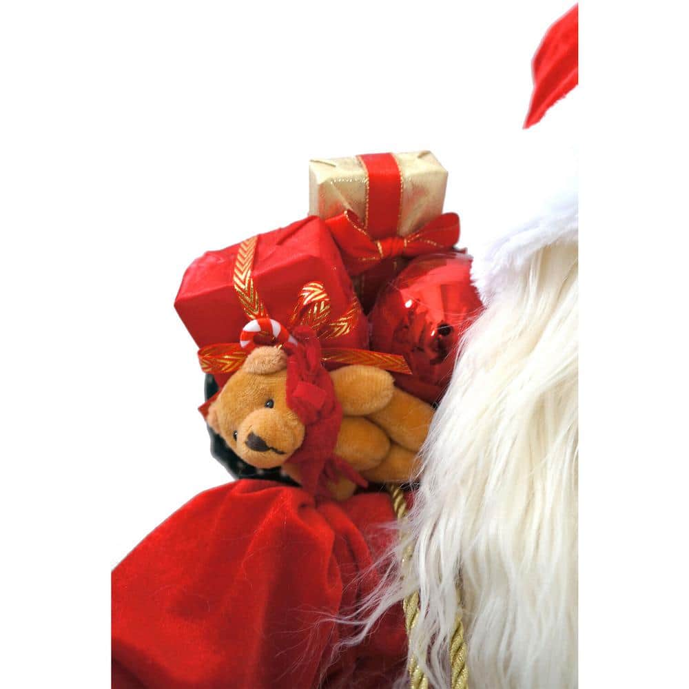 28 in. Christmas Animated Santa Claus in Sleigh with Music, Lights and Motion - Hercitys