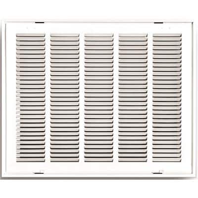 24 in. x 12 in. White Stamped Return Air Filter Grille with Removable Face - Hercitys