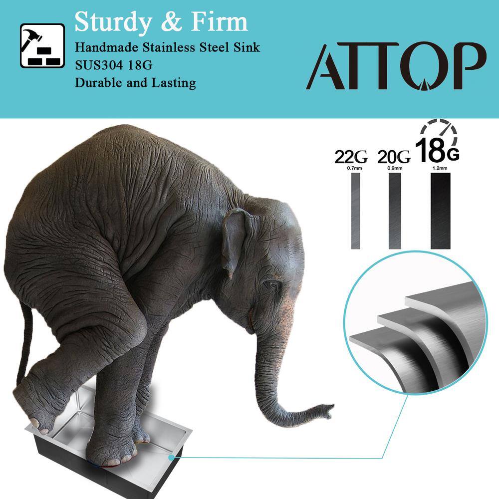 18-Gauge Stainless Steel 32 in. 0-Hole Single Bowl Undermount Kitchen Sink with Bottom grid - Hercitys