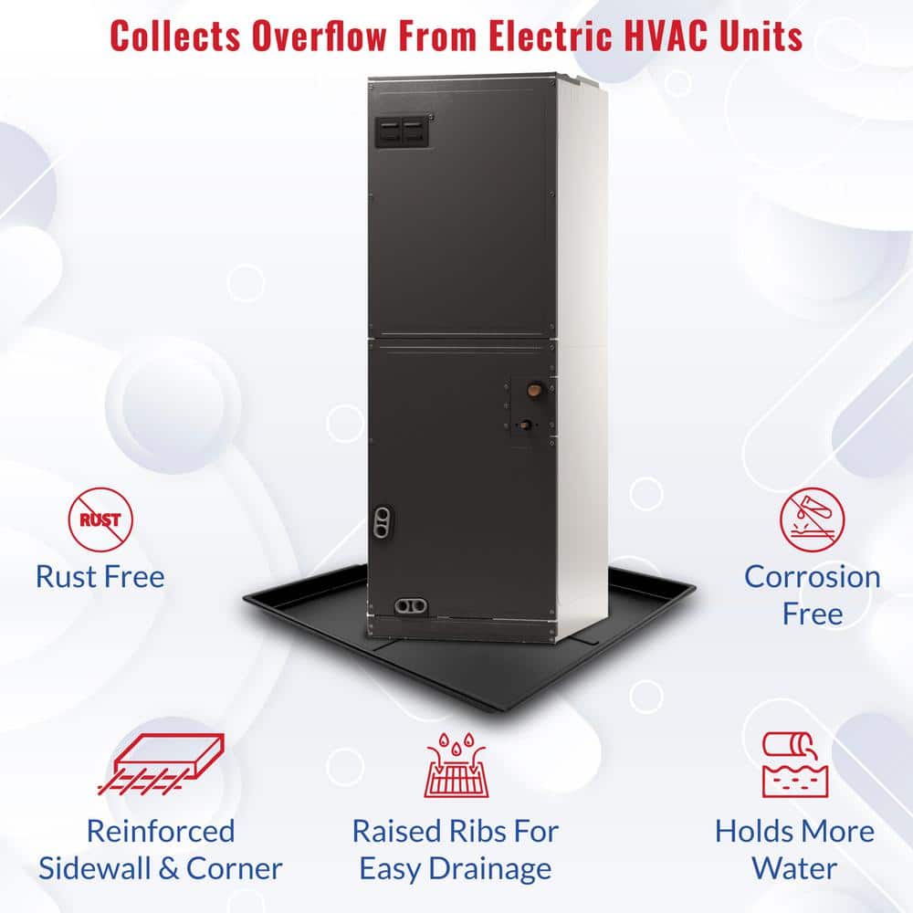 36 in. x 36 in. Heavy Duty Plastic HVAC Condensate Drain Pan with Drain Hose Adapter - Hercitys