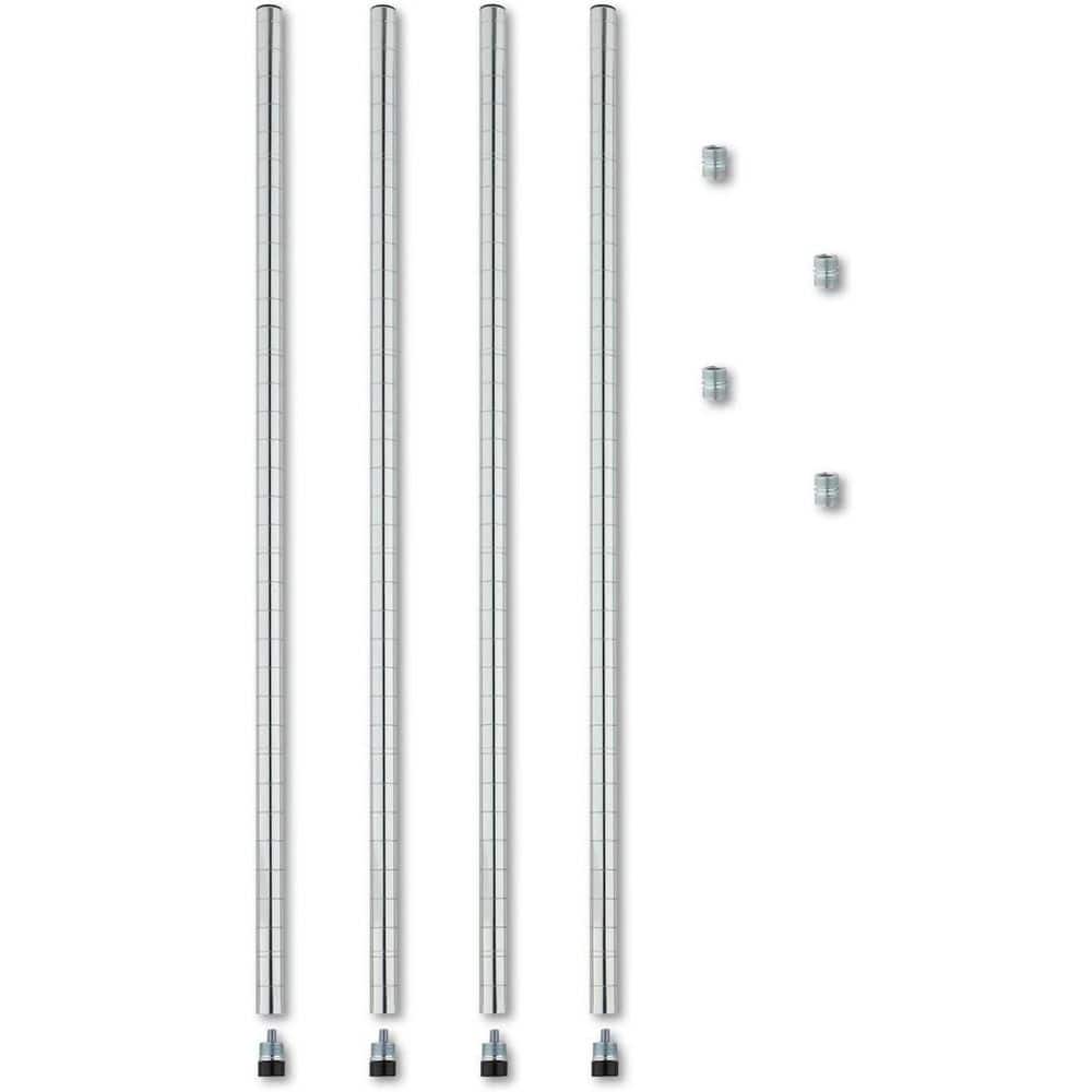 36 in. Stackable Posts for Wire Shelving in Silver (4-Pack) - Hercitys