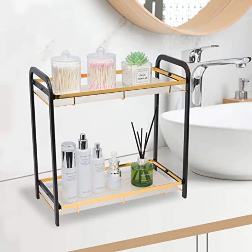 2-Tier Bathroom Counter Organizer, Premium Bathroom Sink Organizer Countertop, Kitchen Spice Rack Storage Shelf - Hercitys