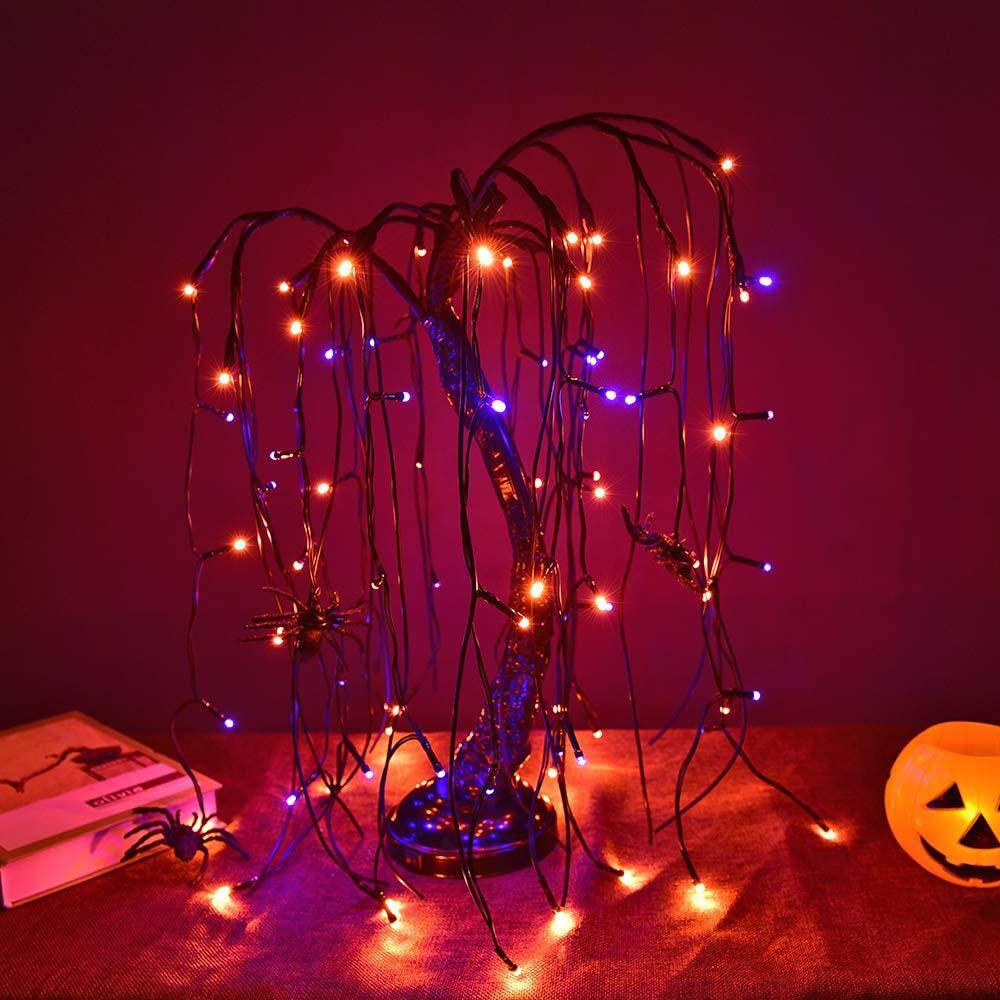 2 ft. Purple Pre-Lit LED Artificial Christmas Tree Halloween Willow Tree - Hercitys