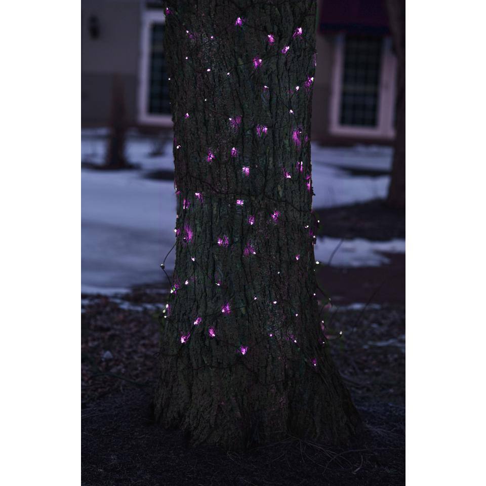 2 ft. x 8 ft. Purple LED Net Style Tree Trunk Wrap Christmas Lights with Brown Wire - Hercitys