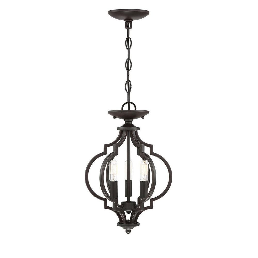11 in. W x 16 in. H, 3-Light Ceiling Light in Oil Rubbed Bronze Semi- Flush Mount - Hercitys