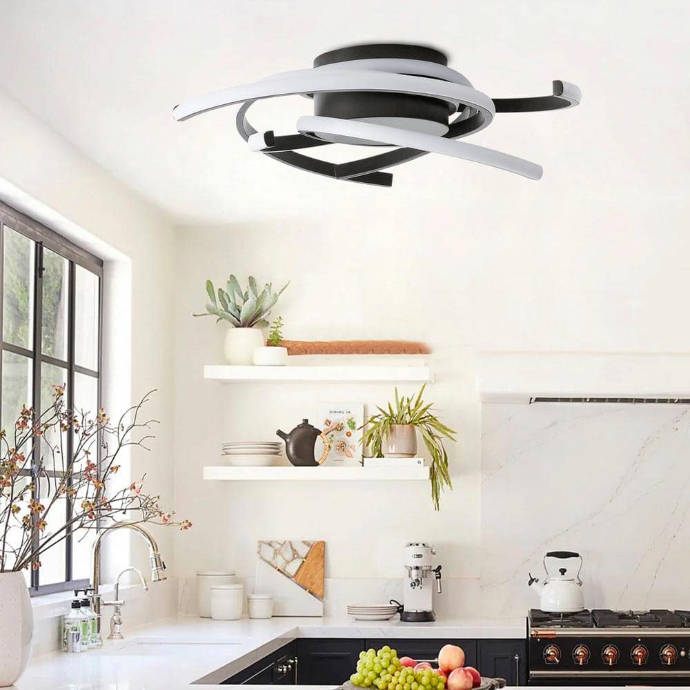 22 in. 1-Light Modern Linear LED Flush Mount Ceiling Lighting Fixtures - Hercitys