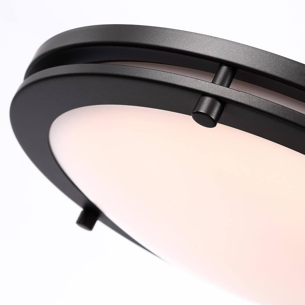 12 in. 15-Watt Oil Rubbed Bronze 5CCT Dimmable Integrated LED Flush Mount Ceiling Light with White Acrylic Shade 2-Pack - Hercitys