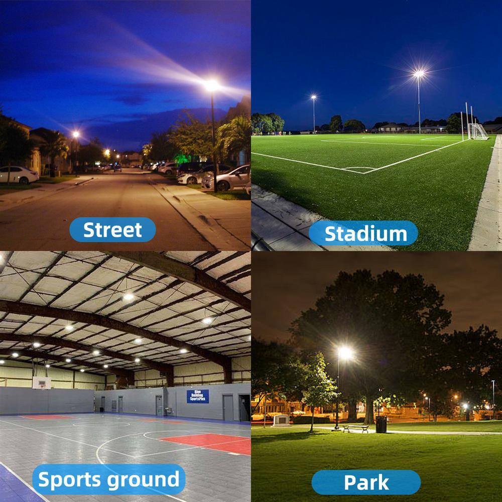 1500-Watt Equivalent 39000 Lumens 120° Black Integrated LED Flood Light, 4000K LED Stadium Arena Lighting 2-Pack - Hercitys