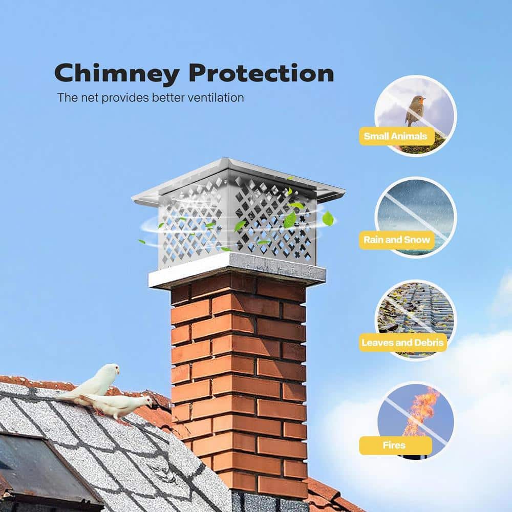 13 in. x 13 in. Square Adjustable Mesh Chimney Cap in Stainless Steel - Hercitys