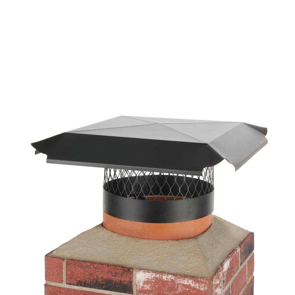 12 in. Round Slip-In Welded Leg Single Flue Chimney Cap in Black Galvanized Steel - Hercitys