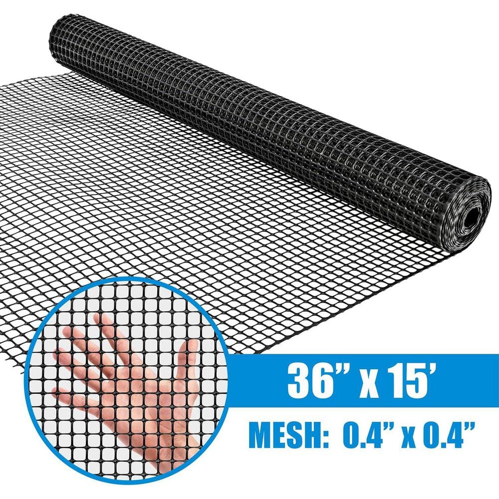 3 ft. x 15 ft. x 1/2 in. Black Plastic Hardware Netting - Hercitys