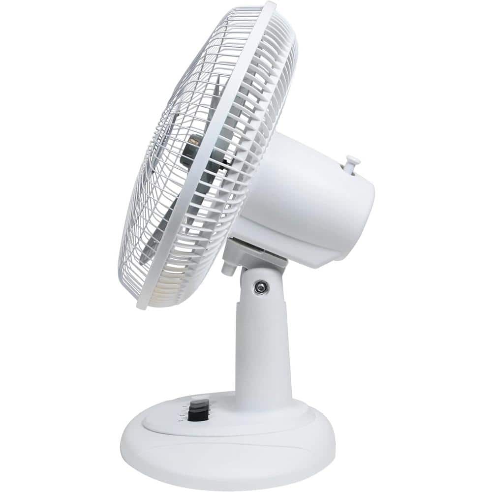 17 in. 3 Speed Oscillating Table Fan with Adjustable Tilt, Convenient Push Button Controls, White - Hercitys