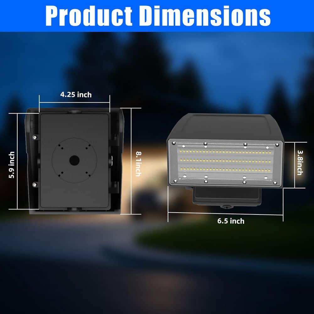 250Watt Equivalent Integrated LED 5000K 6000lm Wall Pack Light Bronze Dusk to Dawn IP65,0-90°Adjustable Full Cutoff - Hercitys