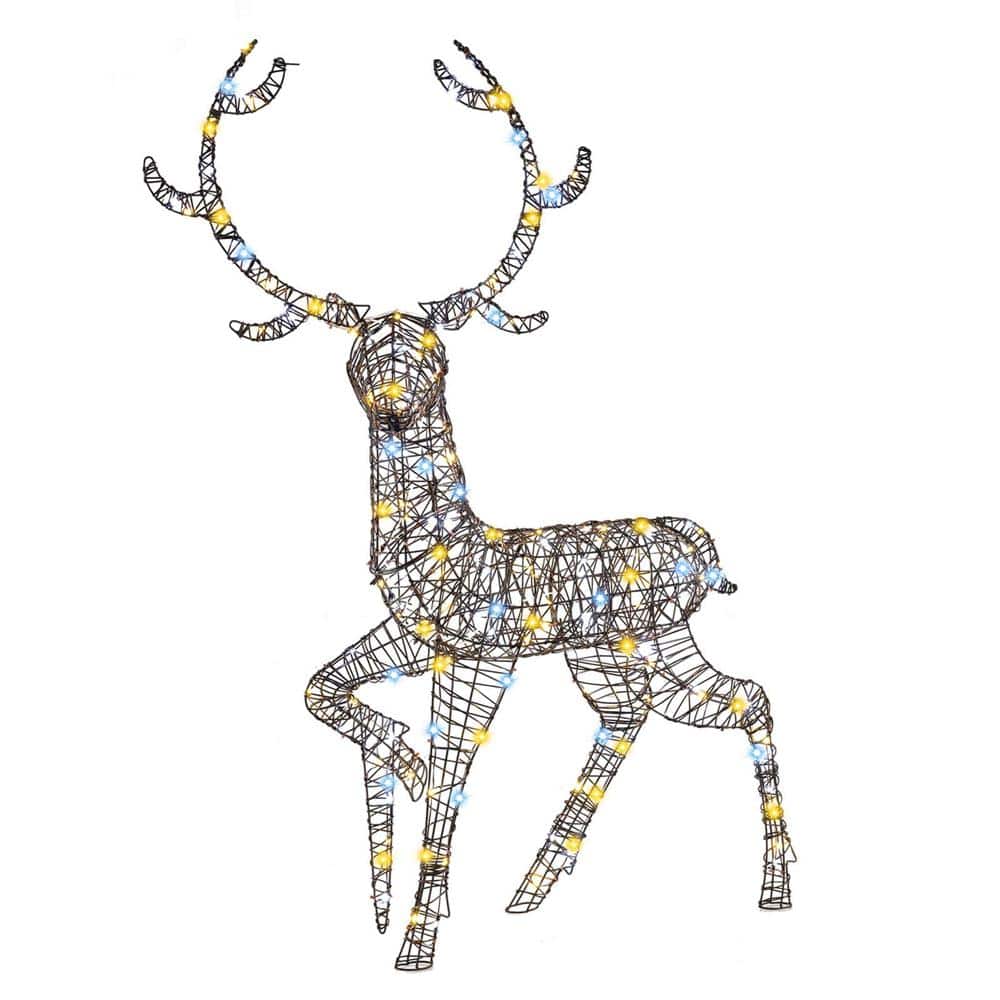 4.6 ft. 300-Count Bright LED Lights Zip Ties Christmas Reindeer with Ground Stakes - Hercitys