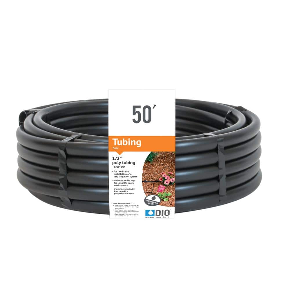 1/2 in. (.700 O.D.) x 50 ft. Poly Drip Irrigation Tubing - Hercitys
