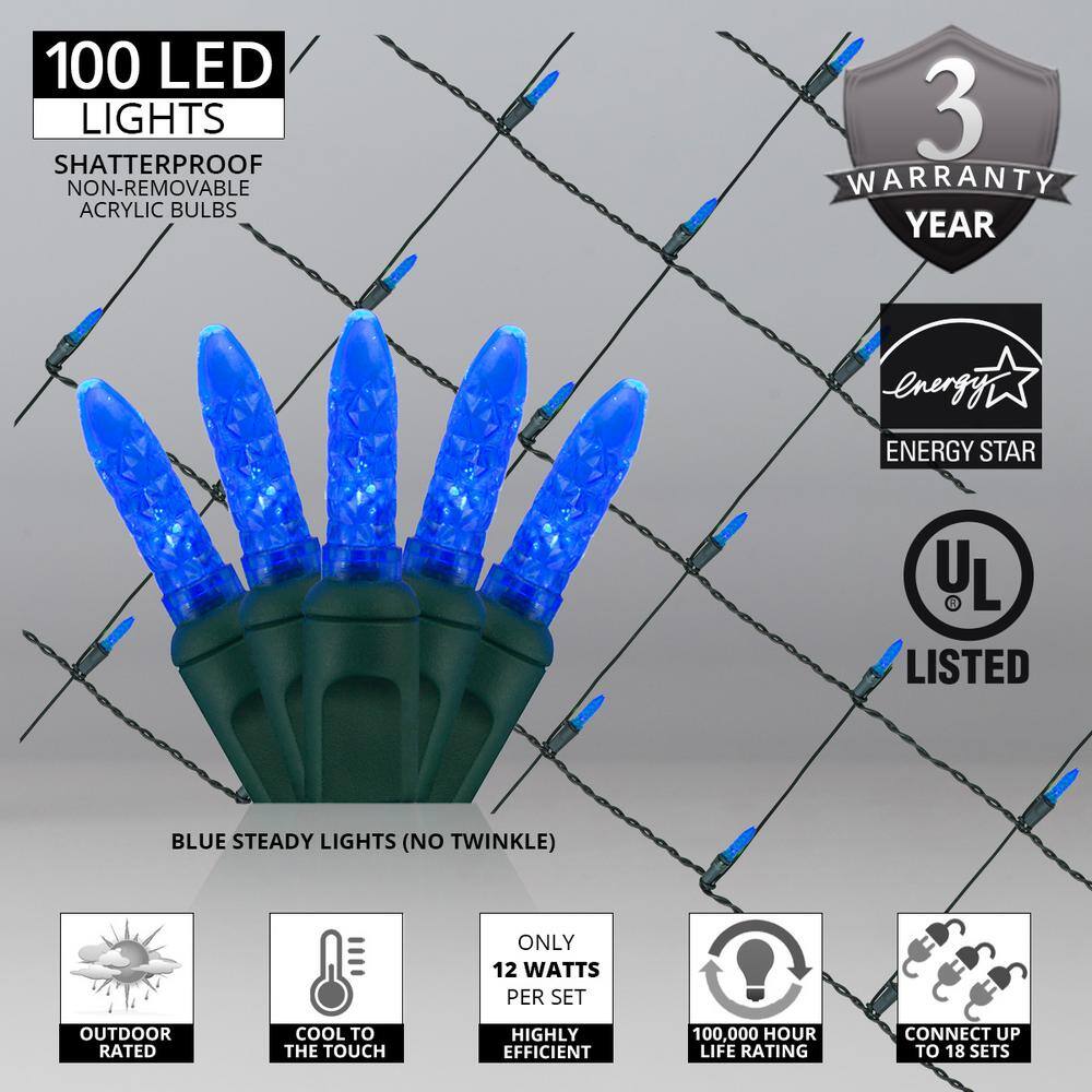 48 in. x 72 in. 100-Light M5 LED Blue Net Light Set - Hercitys