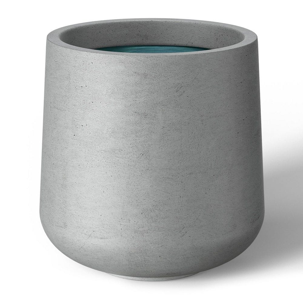 17 in. Large Natural Gray(Enhanced Interior) Concrete Round Planter / Pot with Drainage Holes - Hercitys