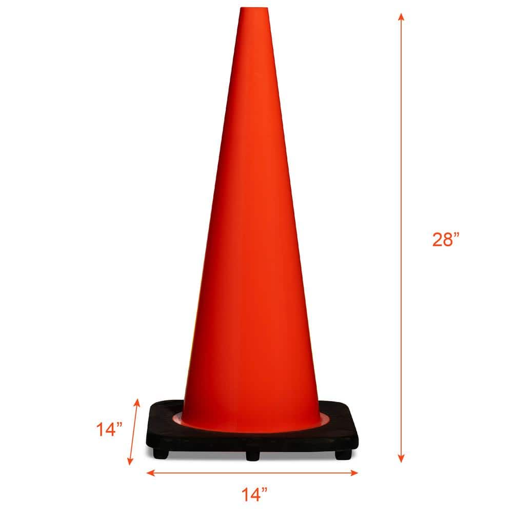 28 in. Orange PVC Non Reflective Traffic Safety Cone - Hercitys