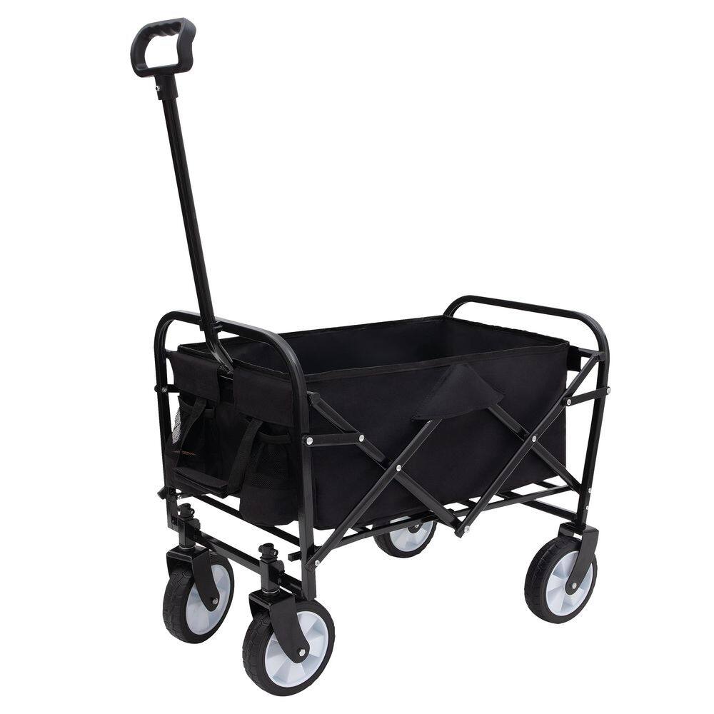 3.6 cu. ft. Fabric Bin Garden Cart, Heavy Duty Extention Collapsible Foldable Utility Wagon Grocery Cart, Black - Hercitys