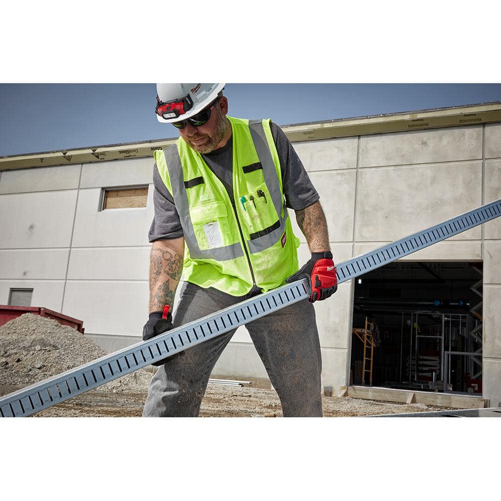 4X-Large/5X-Large Yellow Class 2 Polyester Mesh High Visibility Safety Vest with 9-Pockets - Hercitys