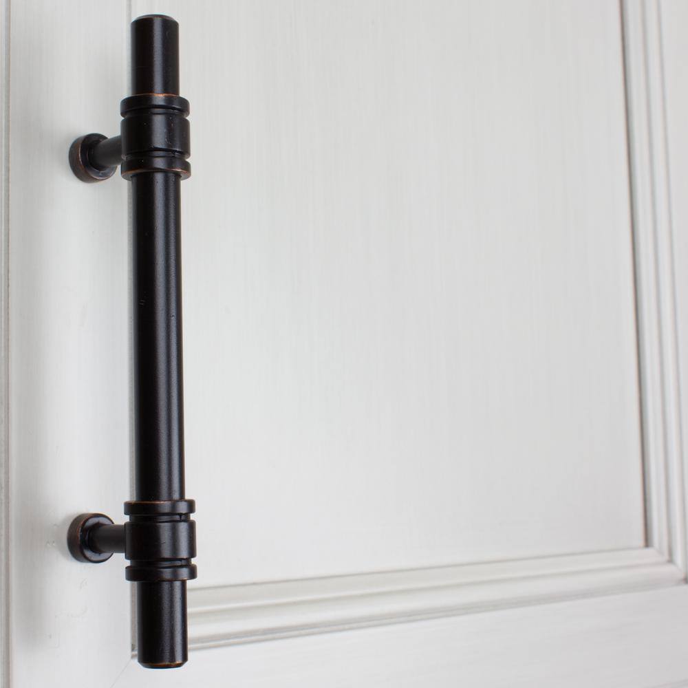 3-3/4 in. Center-to-Center Oil Rubbed Bronze Solid Steel Barrel Ring Cabinet Bar Pull (10-Pack) - Hercitys