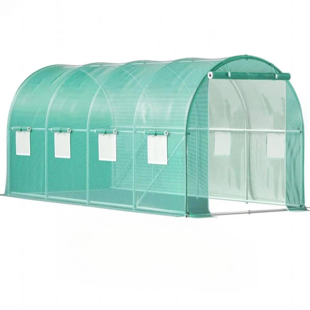 14.8 ft x 6.6 ft x 6.6 ft. Walk-in Tunnel Greenhouse-Portable Plant Hot House with Galvanized Frame & Ventilation - Hercitys