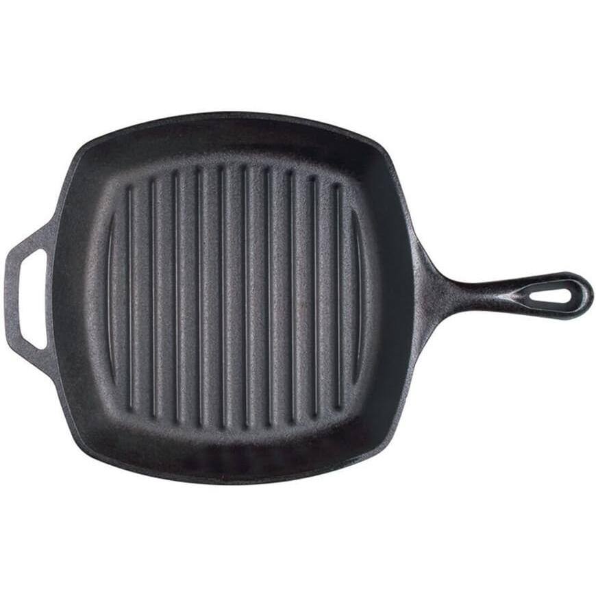 10.5 in. Cast Iron Pre-Seasoned Nonstick Grill Pan in Black - Hercitys