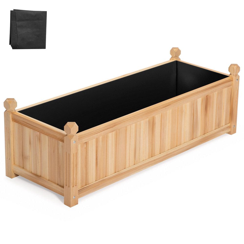 43. 5in. L x 16in. W x 14in. H Wood Raised Garden Bed with Liner - Hercitys