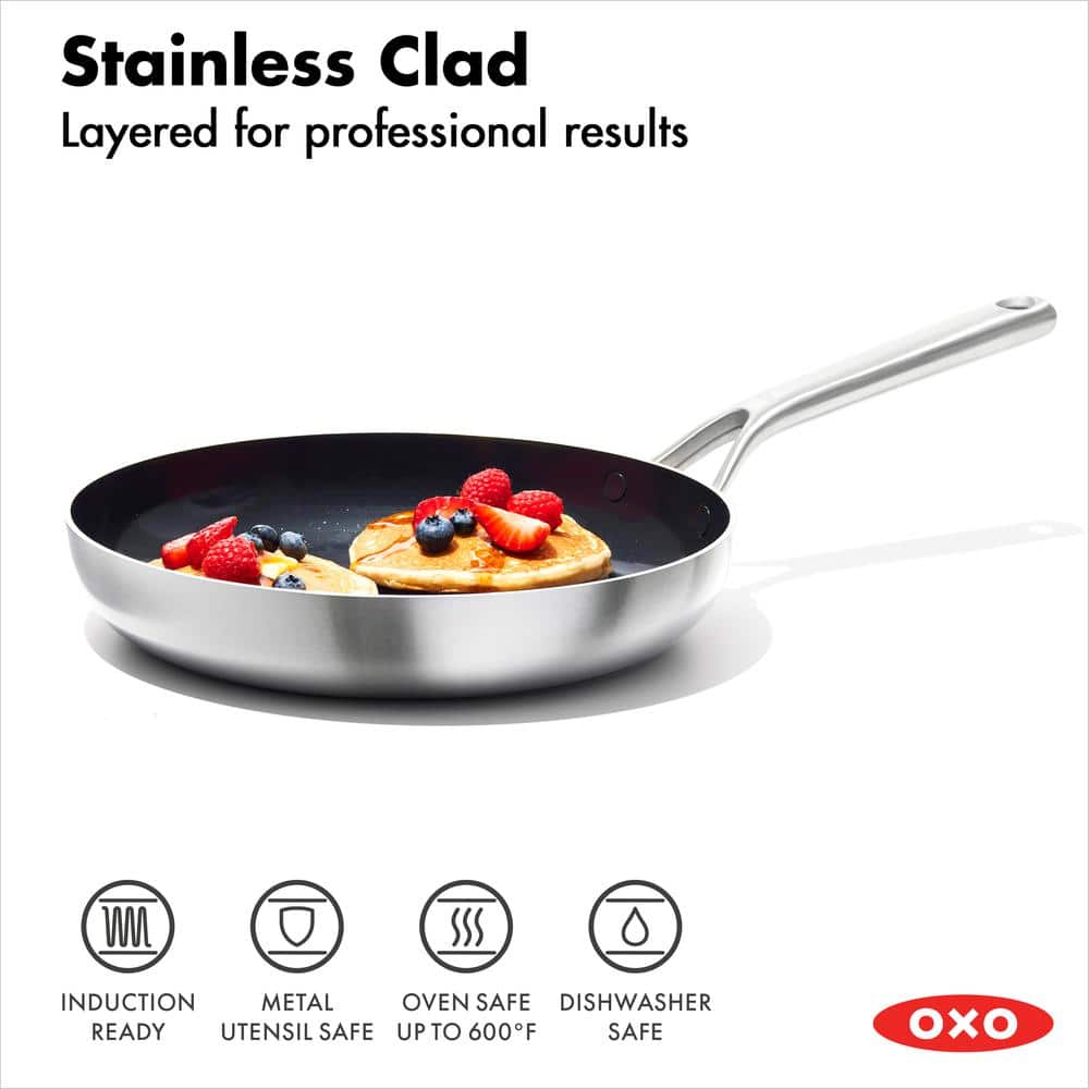 12 in. Stainless Steel Ceramic Tri-Ply Mira Series Non-Stick Frying Pan - Hercitys