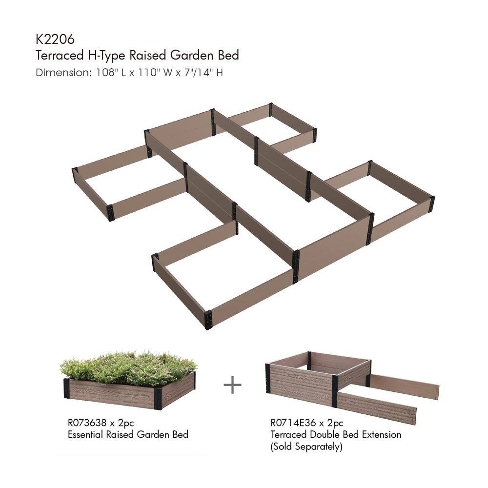 36 in. L x 38 in. W x 7 in. H Essential Composite Raised Garden Bed - Hercitys