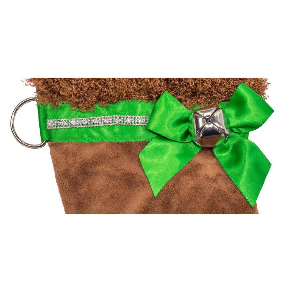22 in. Brown Poodle Dog Faux Fur Christmas Stocking - Hercitys