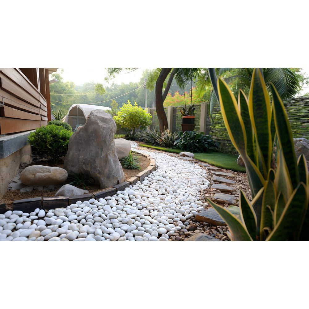 0.40 cu. ft. 0.25 in. to 0.75 in. 30 lbs. Grade A White Polished River Pebbles - Hercitys
