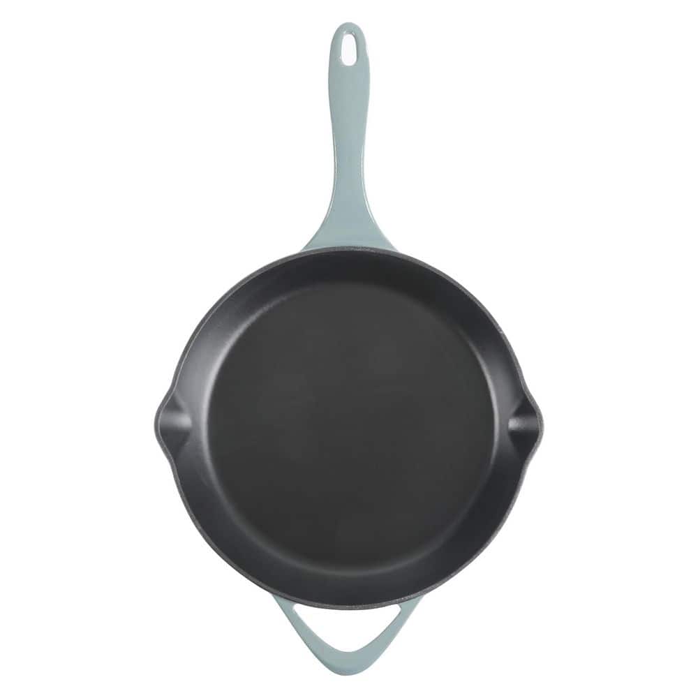 11 in. Round Enameled Cast Iron Skillet in Ombre Green - Hercitys