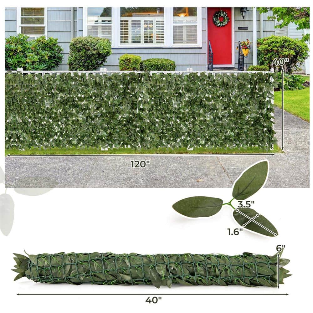 40 in. Fabric Artificial Lily Leaf Privacy Garden Fence - Hercitys