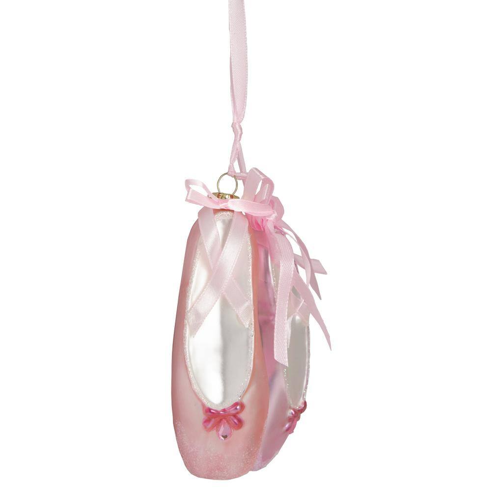 5 in. Pink Ballet Slippers Glass Christmas Ornament - Hercitys