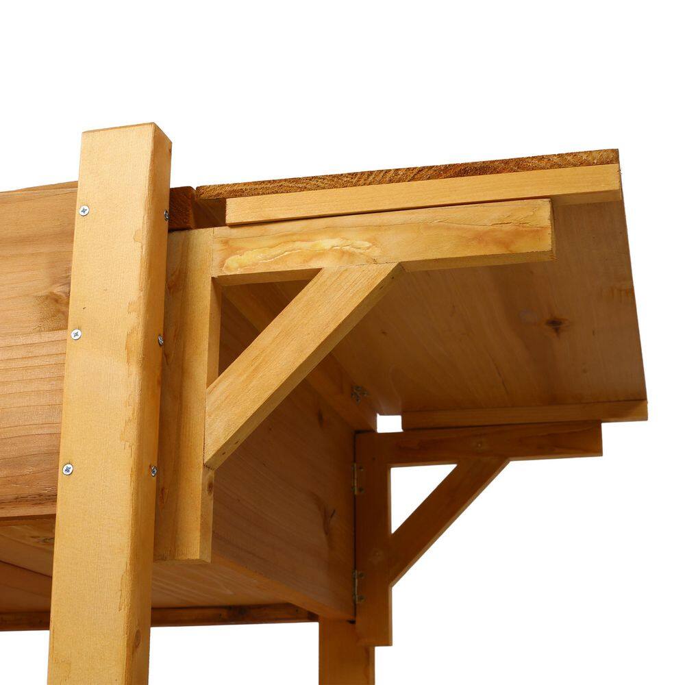 49 in. x 22 in. x 32 in. Raised Garden Bed, Wood Elevated Planter Box with 8 Grids Divider and Protective Liner, Brown - Hercitys