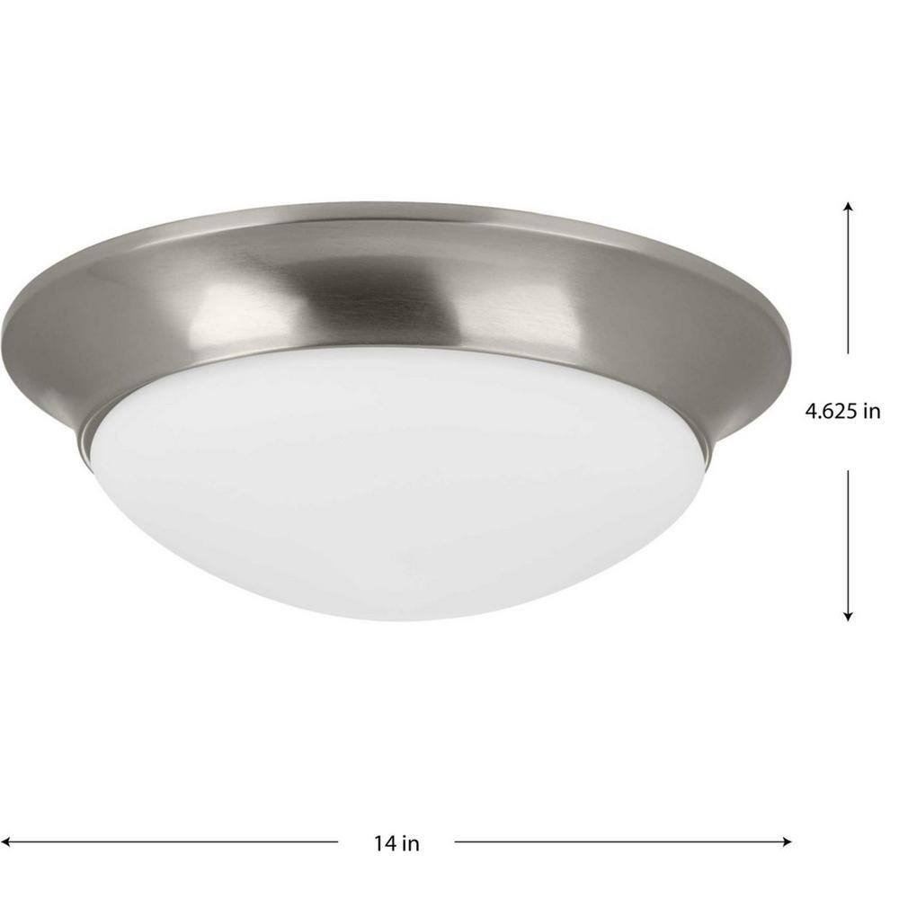 14 in. 2-Light Brushed Nickel Etched Glass Flush Mount - Hercitys