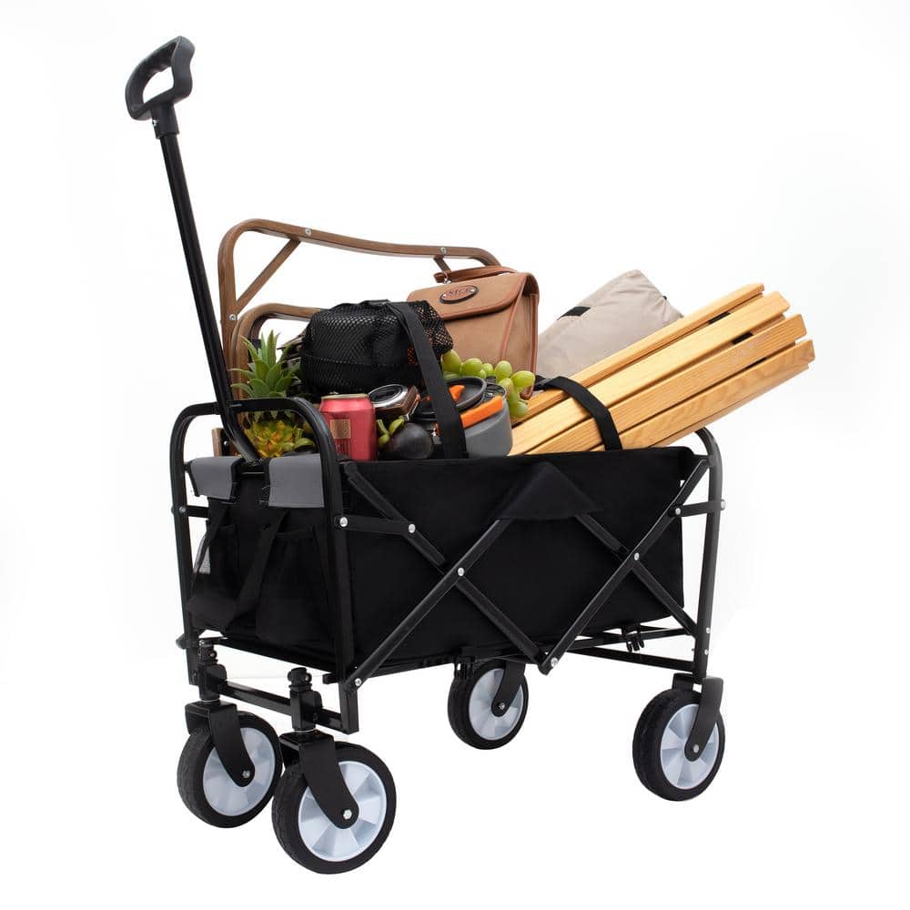 3.05 cu. ft. Foldable Wagon Fabric Garden Cart, Portable Cart with All-Terrain Wheels for Camping Shopping Sports - Hercitys