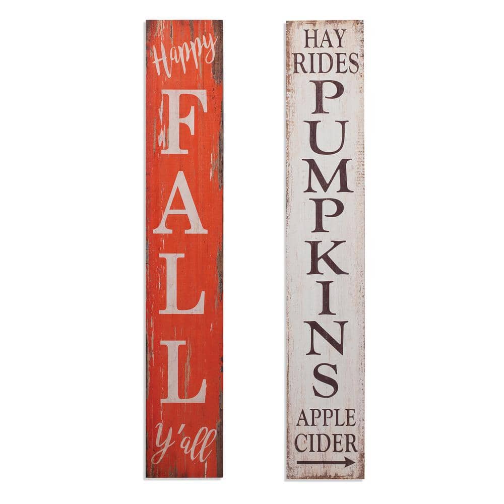 47.25 in. H Wooden Harvest Porch Signs (Set of 2) - Hercitys