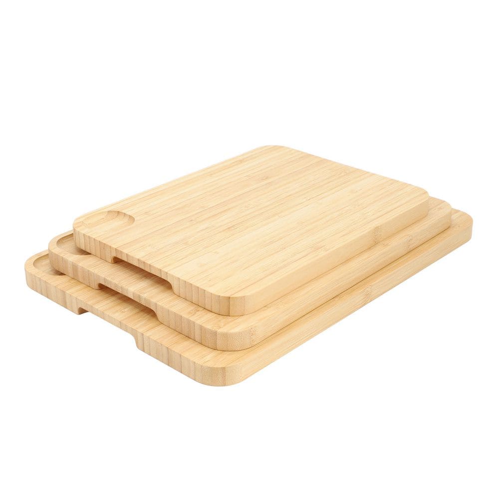 3-Piece Bamboo Cutting, Prep and Serving Boards - Hercitys