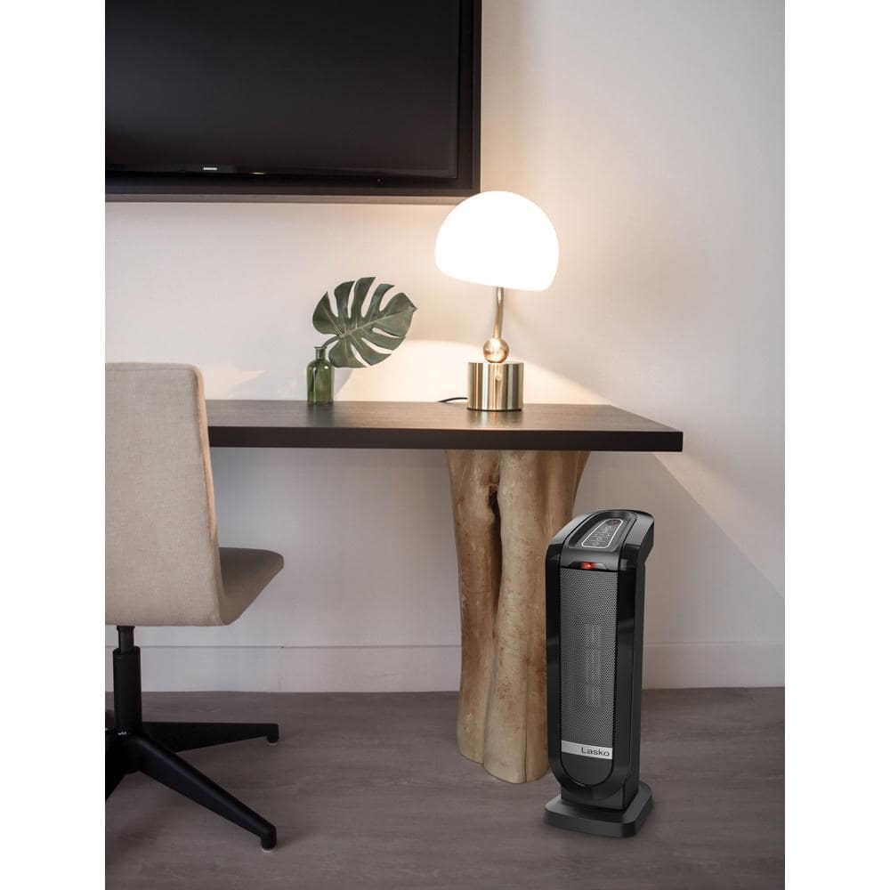 1500W 22 in. Black Electric Tower Oscillating Ceramic Space Heater with Digital Display, Timer and Remote Control - Hercitys
