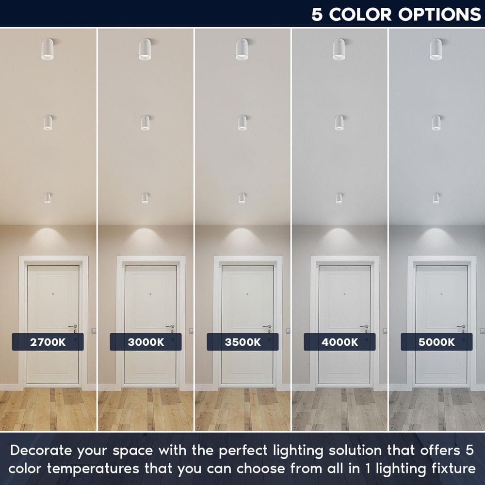 3 in. 15-Watt Color Selectable Integrated LED Cylinder Downlight Flush Mount 5CCT Dimmable 1000LM ETL White 2 Pack - Hercitys