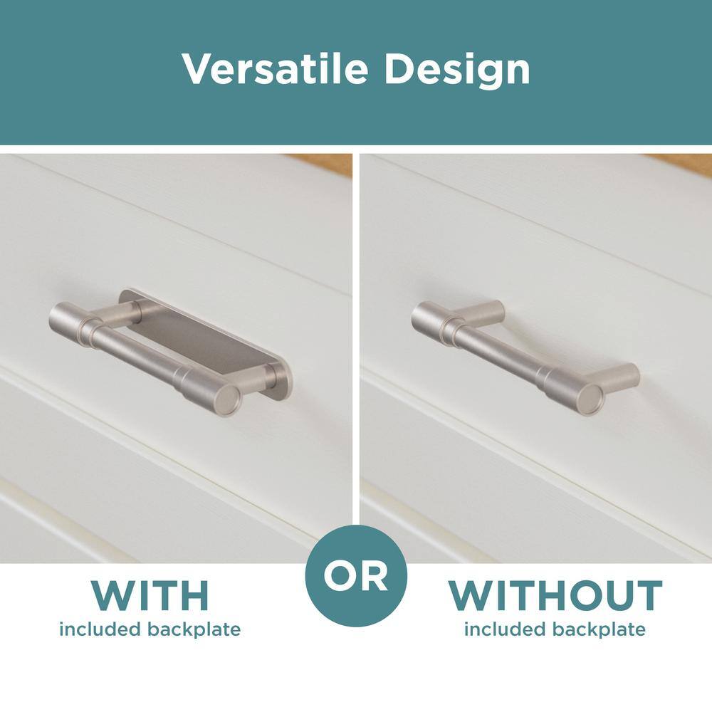 (10-Pack) Round Layered Backplate 1 in. (25 mm) Modern Satin Nickel Round Cabinet Knobs - Hercitys