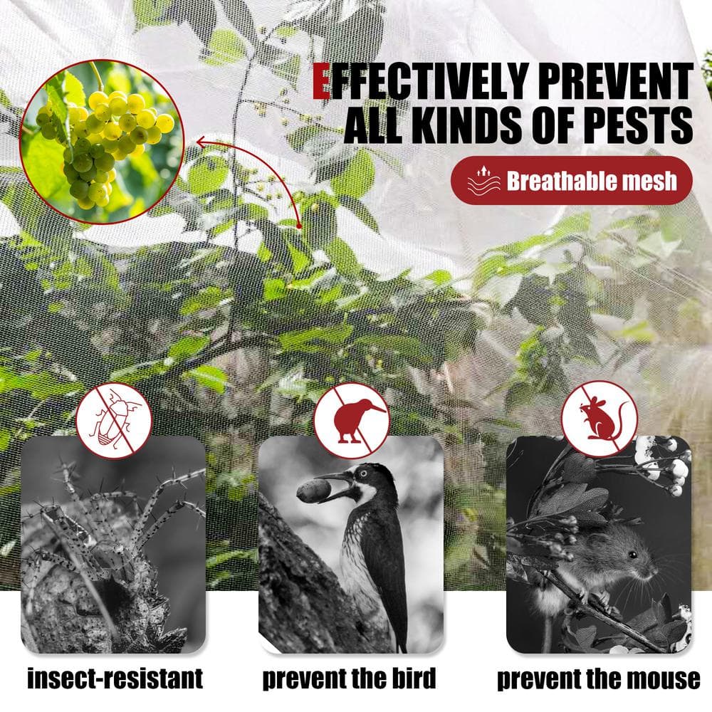 10 ft. x 20 ft. Bug Net Insect Bird Netting, Garden Netting Protect Plants Fruits Flowers - Hercitys