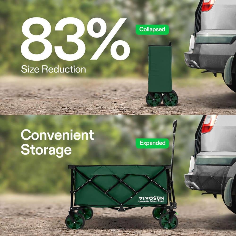 350 lbs. Load-Bearing 6.7 cu. ft. Collapsible Fabric Garden Cart with Universal Wheels and Adjustable Handle - Hercitys