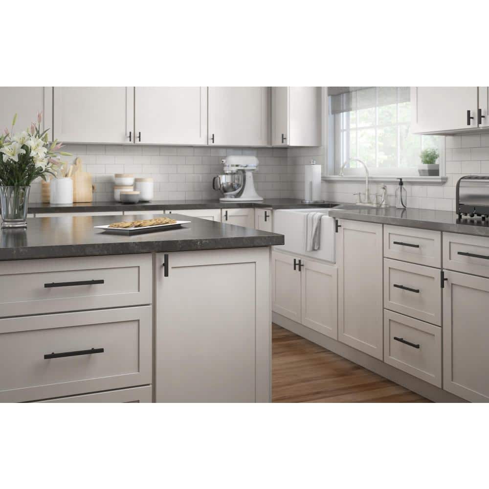 (12-Pack) Square Bar Knobble 3 in. (76 mm) Modern Matte Black T-Shaped Bar Cabinet Knobs - Hercitys